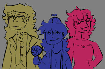 stupid doodle with canon heights of my ocs and my sona